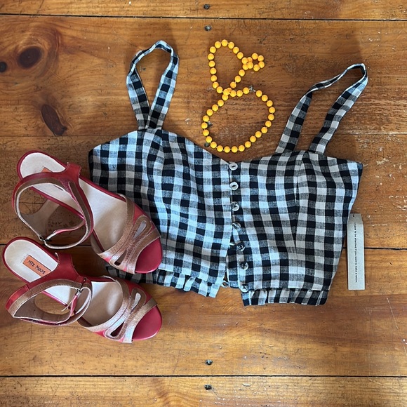 Reformation black beige crop top - Picture 4 of 11